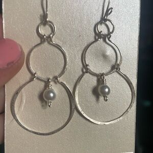Elegant Silver Pearl Drop Earrings
